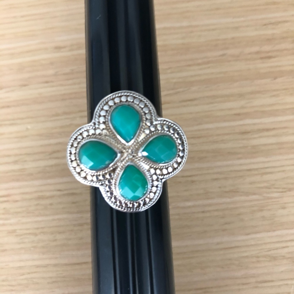 Anna Beck Gili rimmed green chrysoprase and sterling silver